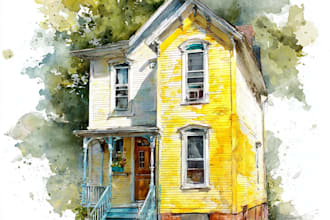 watercolor paint a house portrait