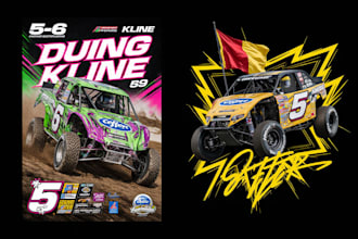 design a modern racing car logo for t shirt, streetwear and motorsport brand