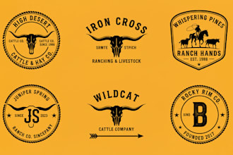create cattle brand, western,vintage ranch logo design