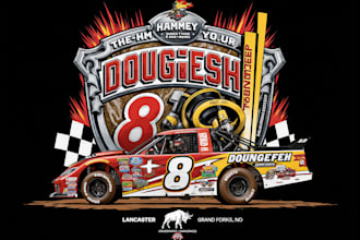 design modern racing car logo and custom t shirt design for your brand