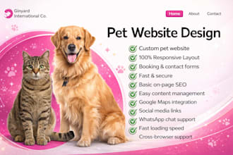 design modern pet website for grooming, pet care, veterinary