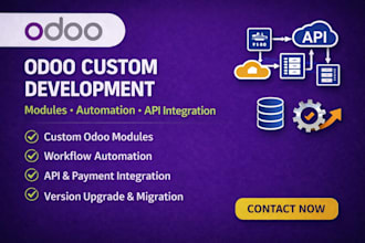 develop custom odoo modules, odoo automation, odoo api integration