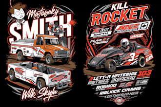 design custom racing car logo and t shirt design for streetwear brand