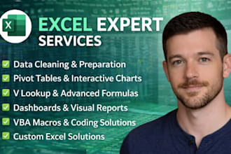 create excel data analysis, excel dashboard and advanced formulas