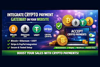 integrate crypto payment gateway, bitcoin, usdt, stripe crypto on your website