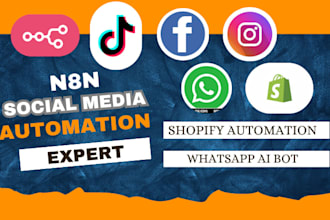 n8n social media automation, n8n whatsapp automation, n8n shopify automation