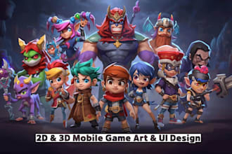 design or redesign 2d and 3d mobile game art and UI for ios and android