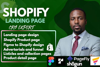 design shopify landing page in replo pagefly or gempages