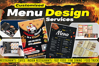 design customized bifold, trifold, multi page menu