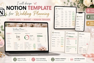 design notion template for wedding planning guest lists budget vendor tracker