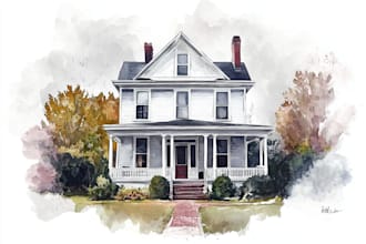 draw a watercolor house painting