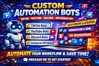 build custom social media bot, instagram api bot, tiktok bot, youtube bot