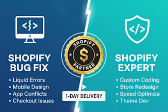fix shopify bugs and liquid errors within 24 hours