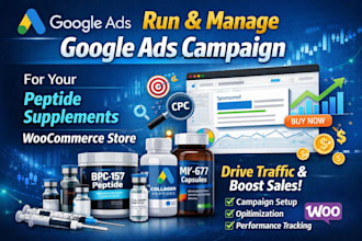 run and manage google ads campaign for peptide supplement woo commerce store