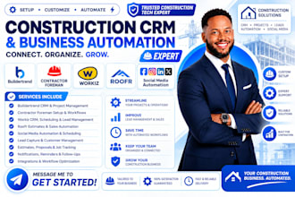 setup construction CRM buildertrend contractor foreman workiz roofr social media
