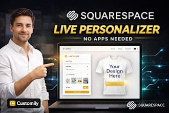 integrate customily squarespace live product preview into squarespace store