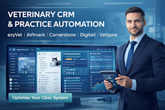 set up vet CRM pms practice automation system  ezyvet hvms vetspire petdesk