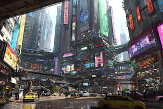 make a cyberpunk, cyberpunk city, sci fi art for you