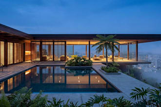 relayout 3d cgi cliffside tropical villa,private residence,infinity pool render