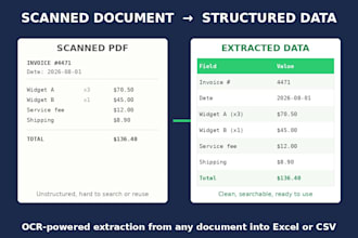 extract data from pdfs and scanned documents into clean excel