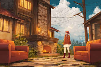 do a anime background art illustration for vtuber stream
