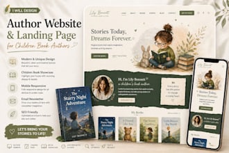design author website, author landing page, children book author website design
