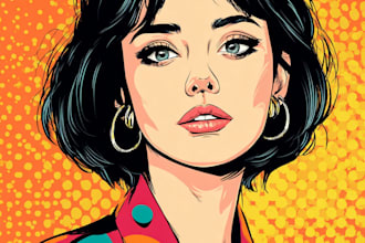 draw pop art illutration, portrait cartoon, pop art portrait