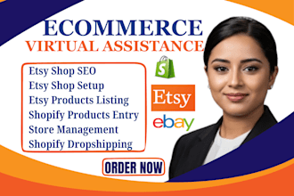 be your ecommerce etsy virtual assistant etsy store manager, ebay and shopify VA