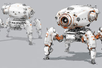 design sci fi mecha and robot concept art
