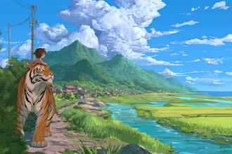 do a anime background, 2d environment, landscape
