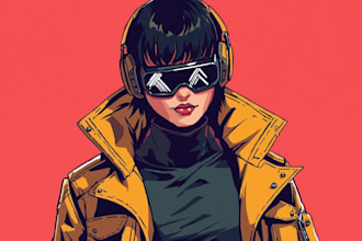 illustrate you as a cyberpunk style character