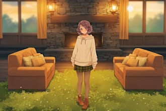design anime background art illustration for vtuber stream