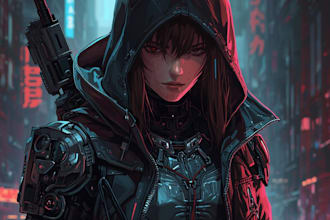 draw scifi or cyberpunk character portrait art