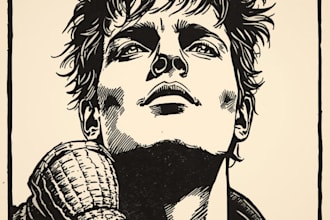 create linocut portrait illustration