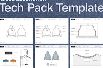 create professional streetwear tech pack for clothing brands