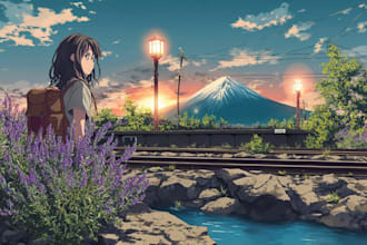 create a anime style background art illustration for vtuber stream