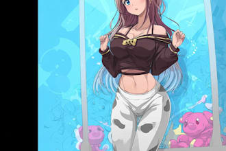 design anime background art, game, concept art for vtuber stream