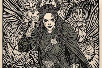 create stunning linocut or woodcut style illustrations