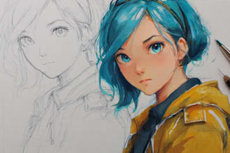 draw anime sketch colored