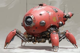 design sci fi mecha robots with weapons and armor