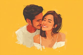 illustrate you as a disney fairy tale couple