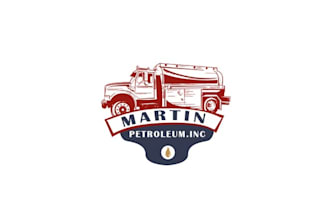make a vintage speeding fuel truck logo for martin petroleum