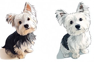 draw a cute cartoon portrait of your pet dog