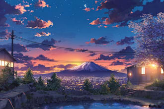 illustrate  anime background for visual novels or games