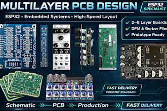 do pcb board design, schematic circuit layout in kicad altium for esp32 hardware