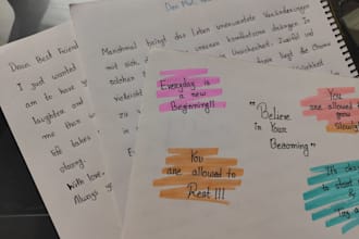 do neat and aesthetic handwritten notes, letters and assignments