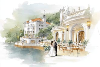 illustrate your wedding venue in watercolor realistically