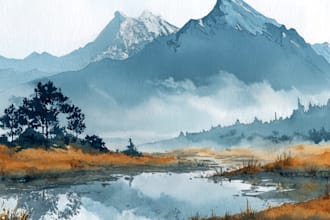 paint realistic landscape watercolor painting illustration