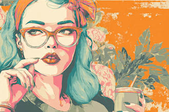 draw retro vintage style illustration