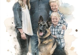 create a watercolor family portrait